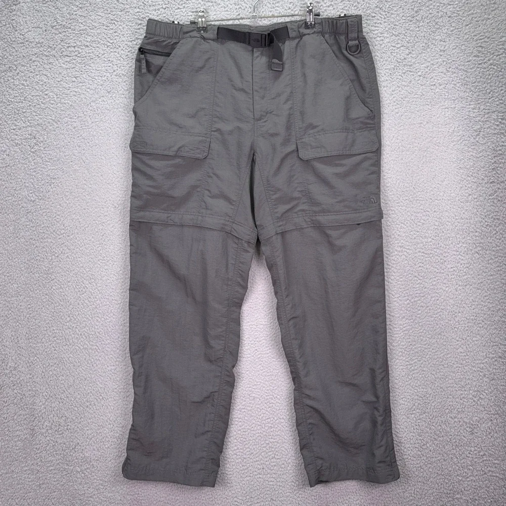 The North Face Pants Mens XL Gray Convertible Hiking Cargo Zip Off Short Outdoor